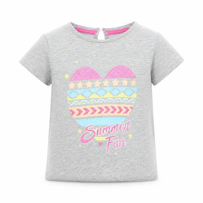 Front view of Pep&Co boys’ grey basic t-shirt, size 2-3, years - summer fun