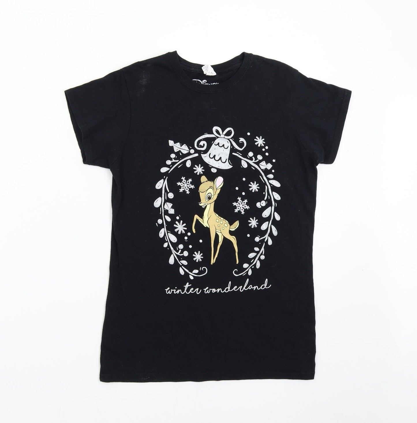 Womens UK Size S Gildan Black Basic T-Shirt