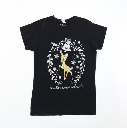 Womens UK Size S Gildan Black Basic T-Shirt