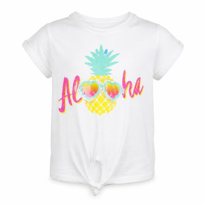 Front view of Matalan girls’ white basic t-shirt, size 6, years