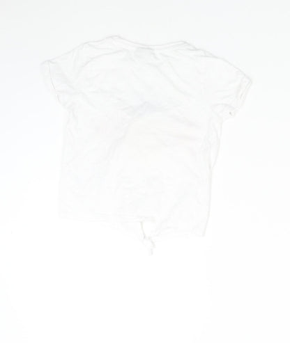 Back view of Matalan girls’ white basic t-shirt, size 6, years