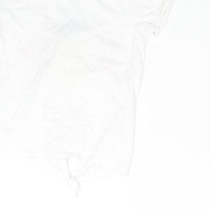 Brand and care label for Matalan girls’ white basic t-shirt, size 6, years