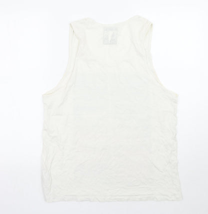 Mens UK Size L Cedar Wood State White  T-Shirt