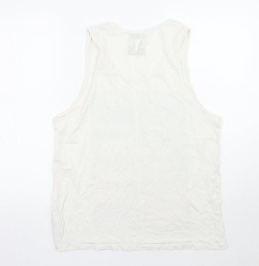 Mens UK Size L Cedar Wood State White  T-Shirt