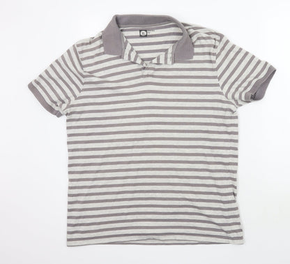 Cedar Wood State Mens Grey Striped   Polo Size XL