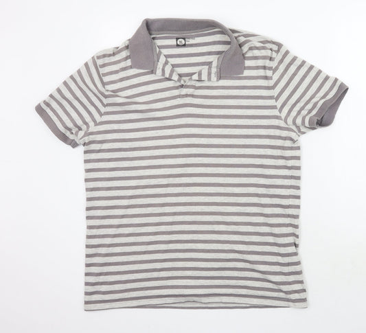 Cedar Wood State Mens Grey Striped   Polo Size XL