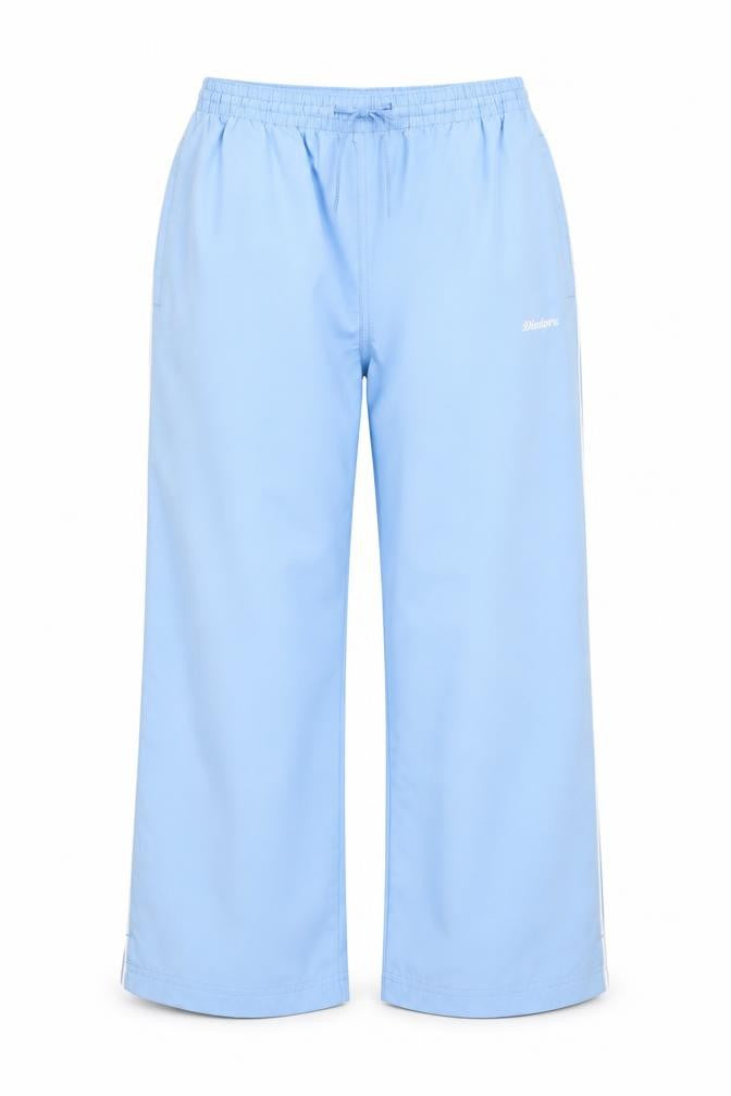 Front view of Diadora women’s blue sweatpants, size UK 12, 20-inch leg