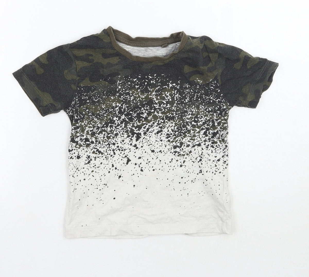 Additional front view of Next boys’ green camouflage basic t-shirt, size 3, years