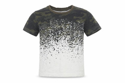 Front view of Next boys’ green camouflage basic t-shirt, size 3, years