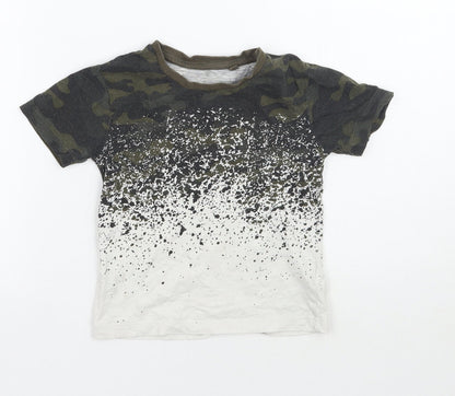 Back view of Next boys’ green camouflage basic t-shirt, size 3, years
