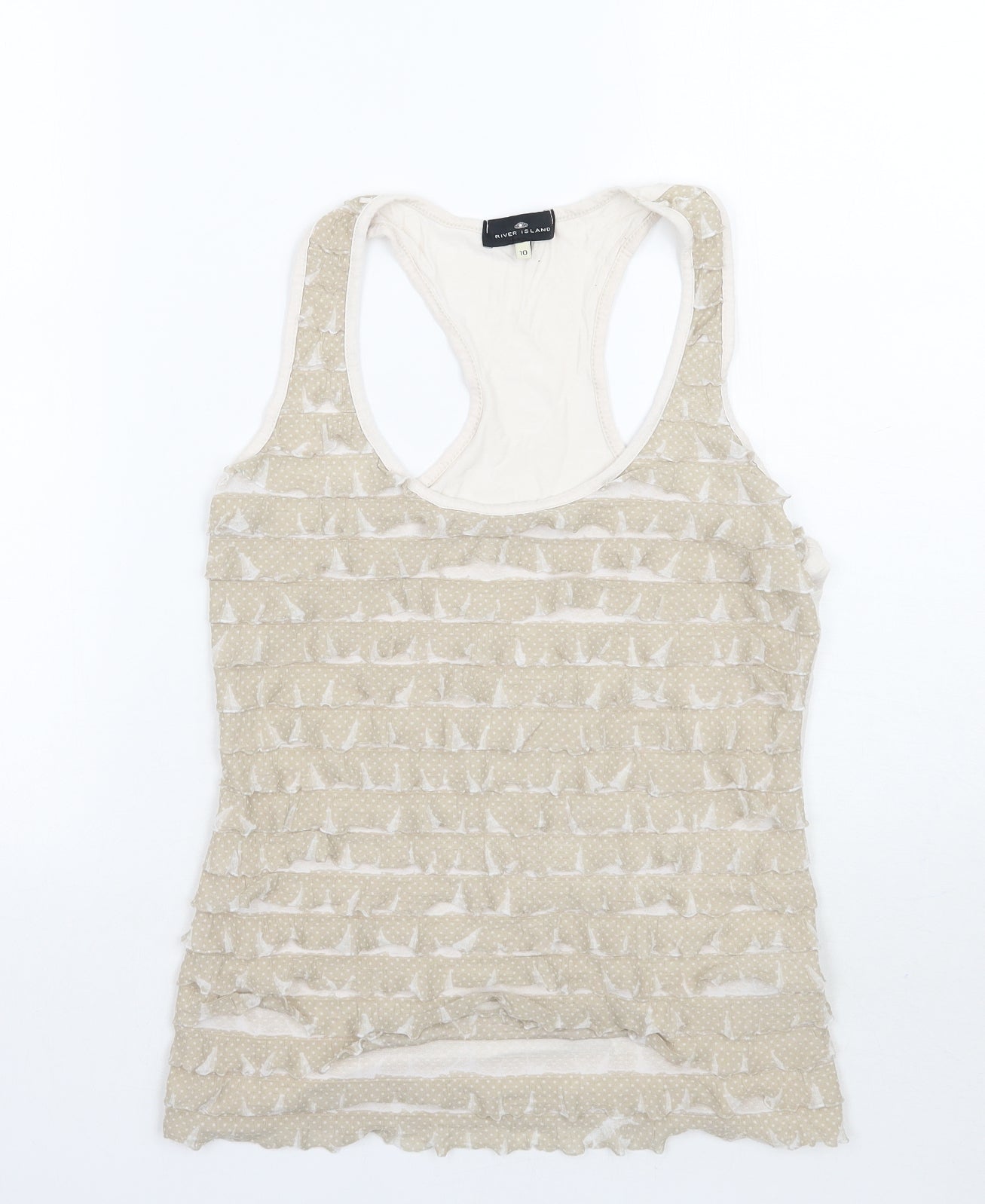 Womens UK Size 10 River Island Beige Basic Tank