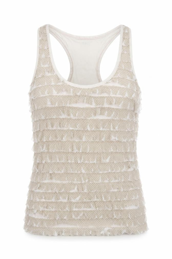 Womens UK Size 10 River Island Beige Basic Tank