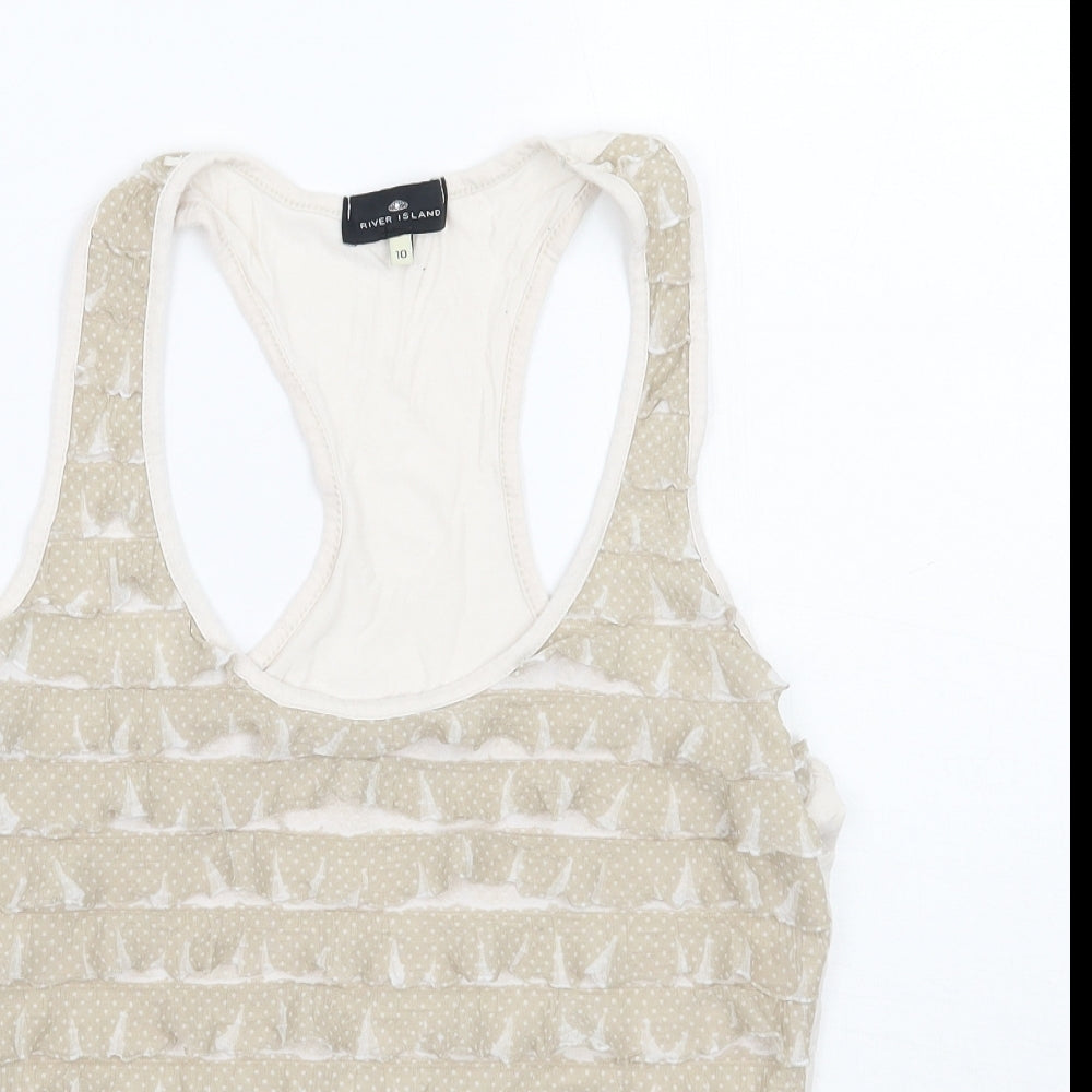 Womens UK Size 10 River Island Beige Basic Tank