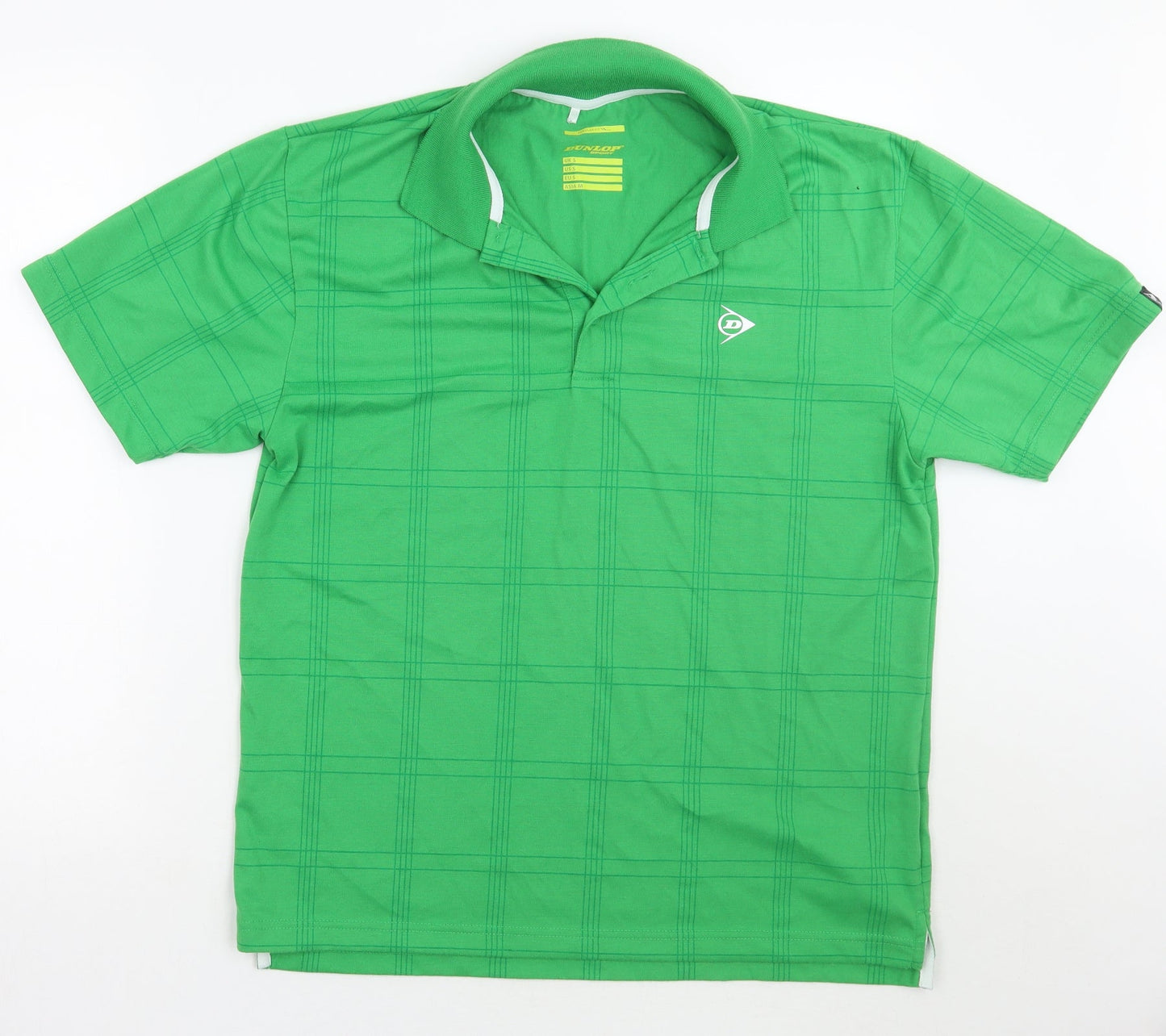 Dunlop Mens Green Check   Polo Size S