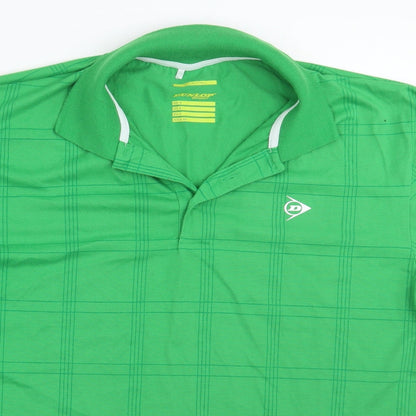 Dunlop Mens Green Check   Polo Size S