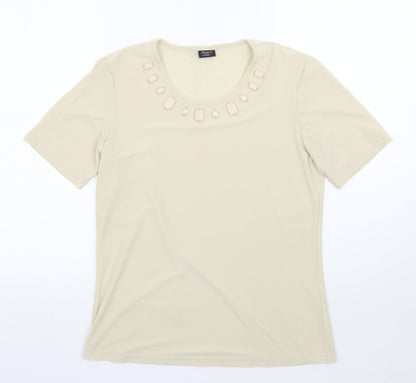 Womens UK Size 12 Damart Beige Basic T-Shirt