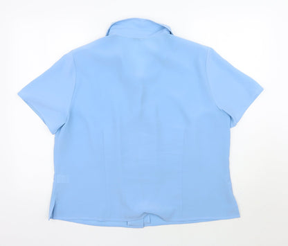 Womens UK Size 18 Debenhams Blue Basic Button-Up
