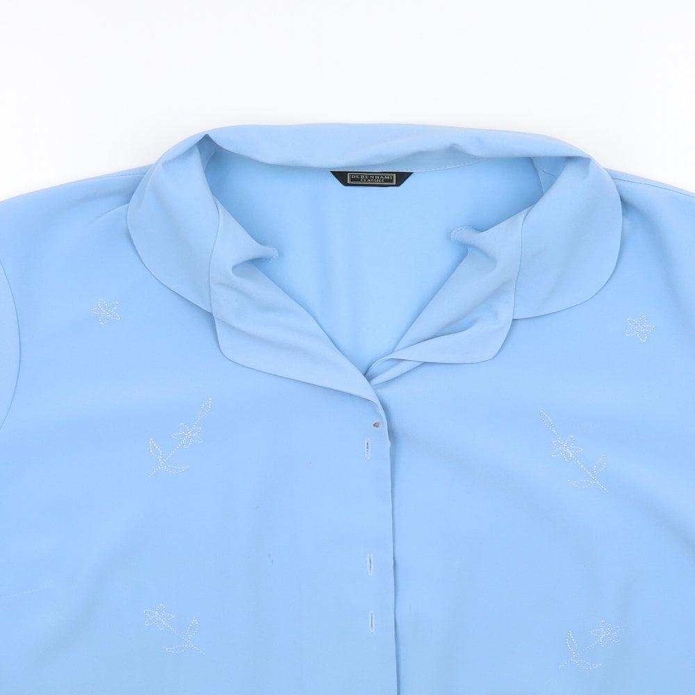 Womens UK Size 18 Debenhams Blue Basic Button-Up