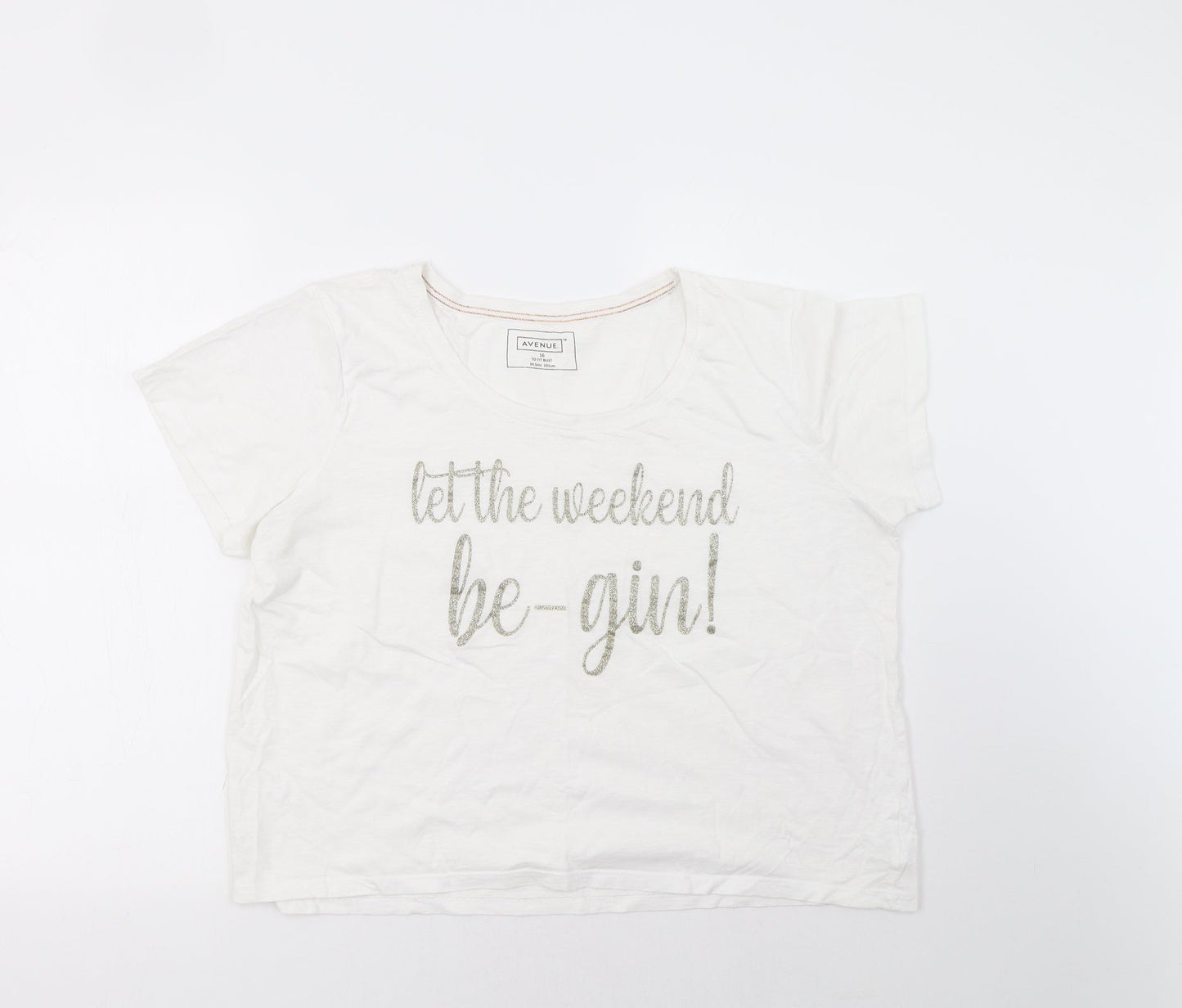 Avenue Womens White   Cropped T-Shirt Size 16