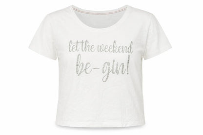 Womens UK Size 16 Avenue White Cropped T-Shirt
