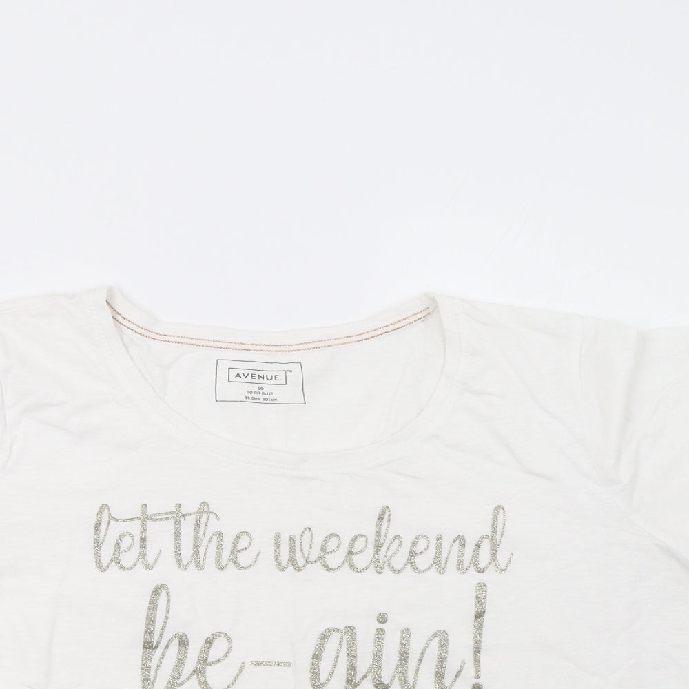 Avenue Womens White   Cropped T-Shirt Size 16