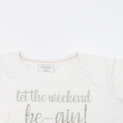 Avenue Womens White   Cropped T-Shirt Size 16