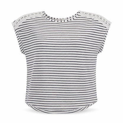 Front view of TU women’s blue striped pullover sweatshirt, size UK 12