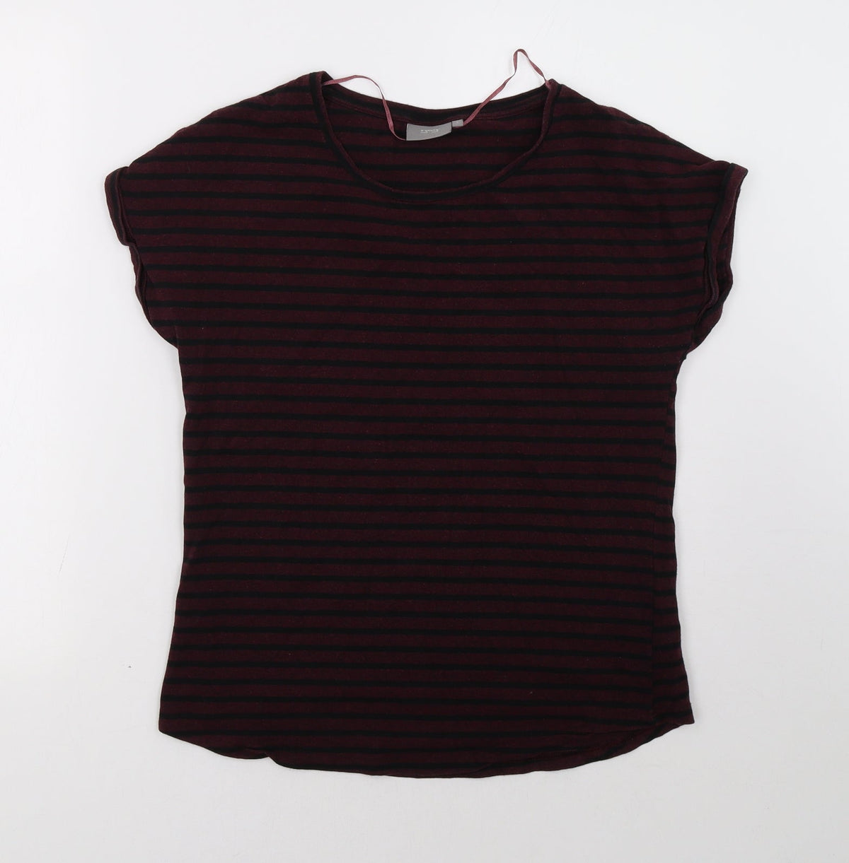 Additional front view of be.young women’s red striped basic t-shirt, size S