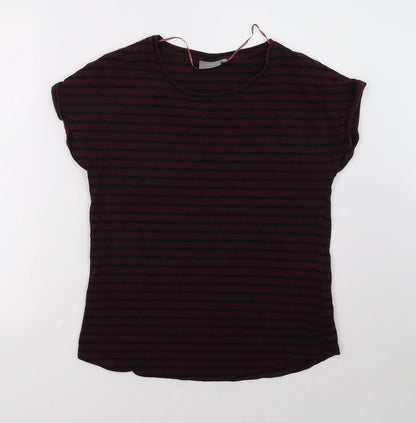 Additional front view of be.young women’s red striped basic t-shirt, size S