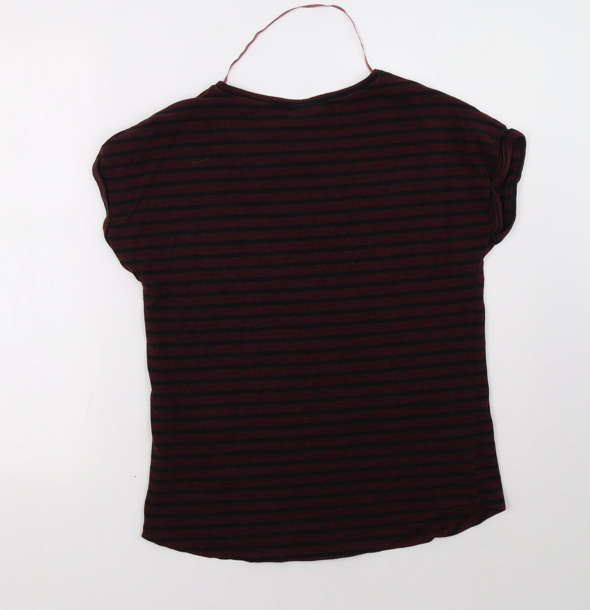 Back view of be.young women’s red striped basic t-shirt, size S