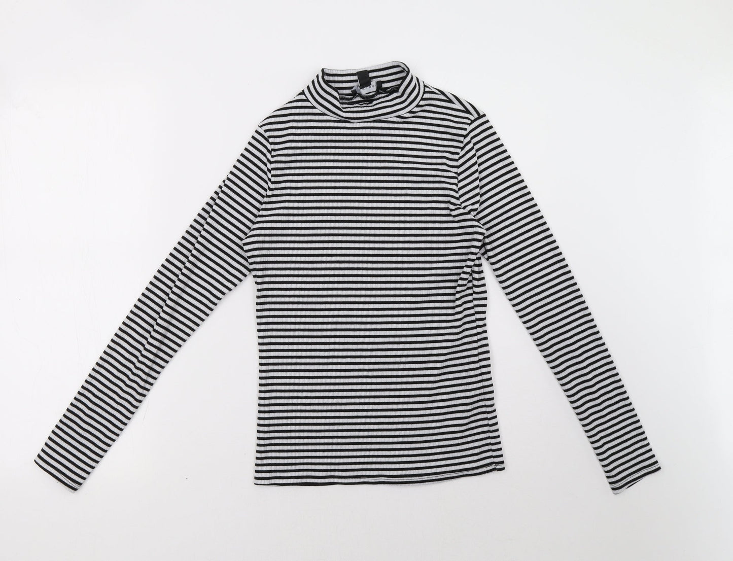 New Look Womens Black Striped  Pullover Sweatshirt Size 12