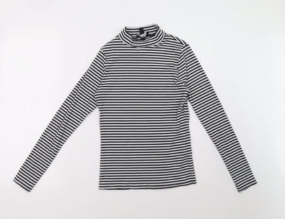 New Look Womens Black Striped  Pullover Sweatshirt Size 12