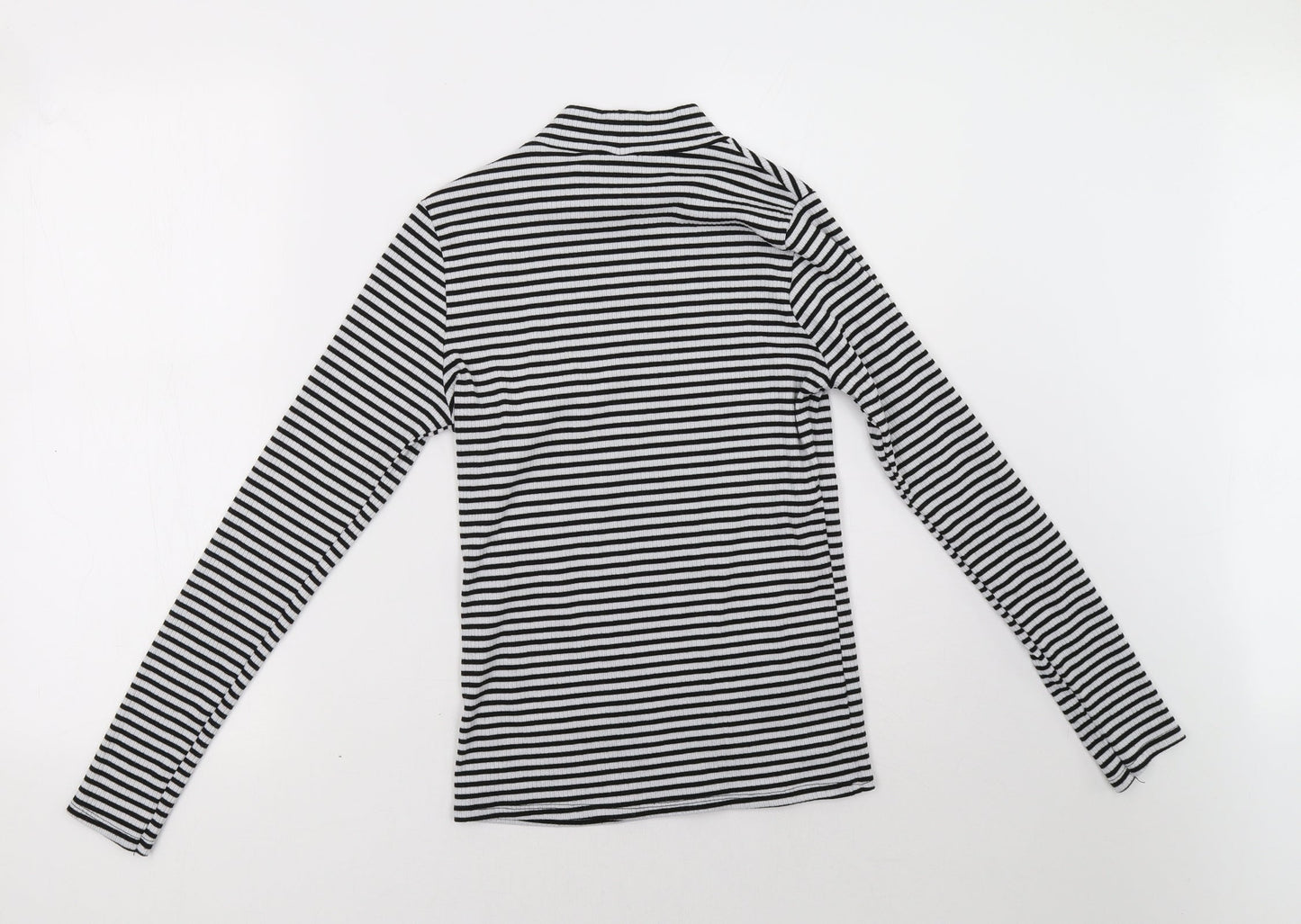 New Look Womens Black Striped  Pullover Sweatshirt Size 12