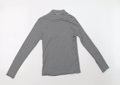 New Look Womens Black Striped  Pullover Sweatshirt Size 12