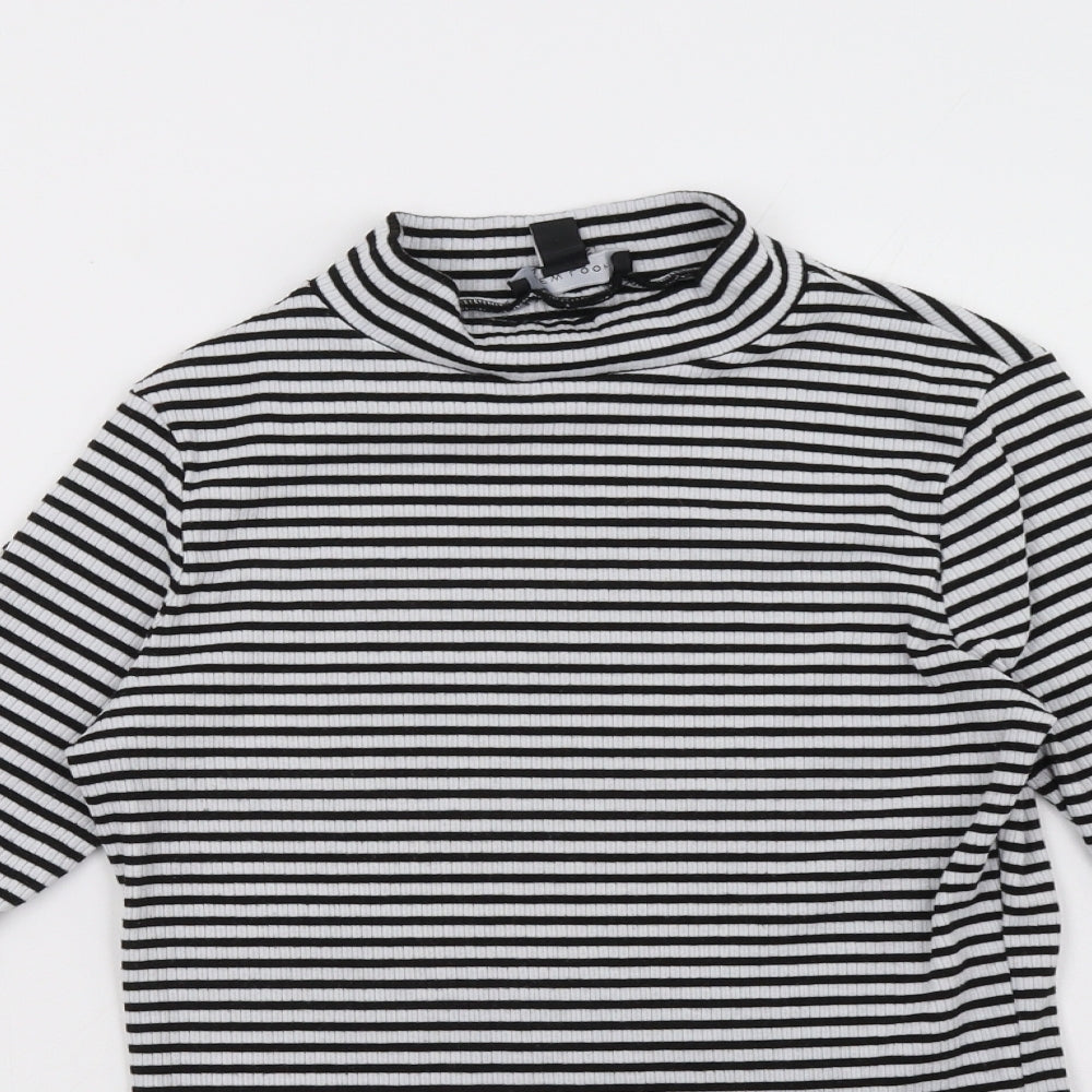 New Look Womens Black Striped  Pullover Sweatshirt Size 12