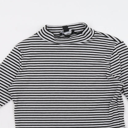 New Look Womens Black Striped  Pullover Sweatshirt Size 12