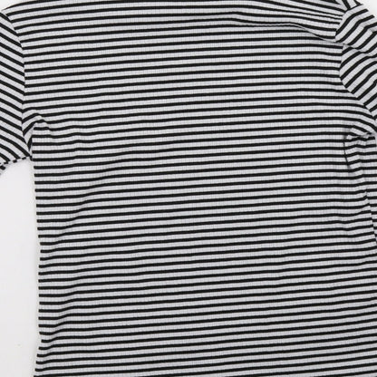 New Look Womens Black Striped  Pullover Sweatshirt Size 12