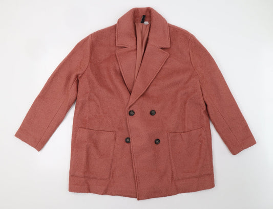 H&M Womens Pink   Overcoat Coat Size L