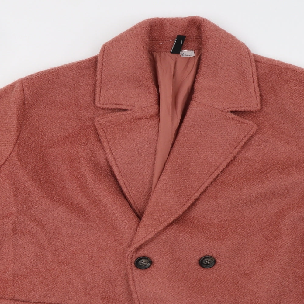 H&M Womens Pink   Overcoat Coat Size L