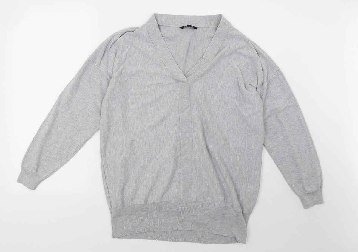 Additional front view of Peacocks women’s grey pullover sweatshirt, size UK 14