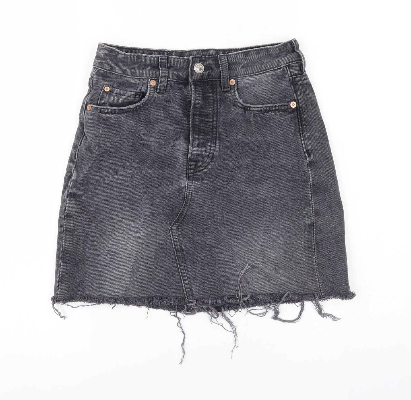 H&M Womens Grey  Denim Mini Skirt Size 6