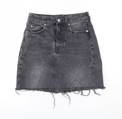 H&M Womens Grey  Denim Mini Skirt Size 6