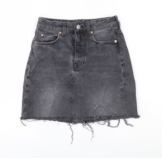 H&M Womens Grey  Denim Mini Skirt Size 6