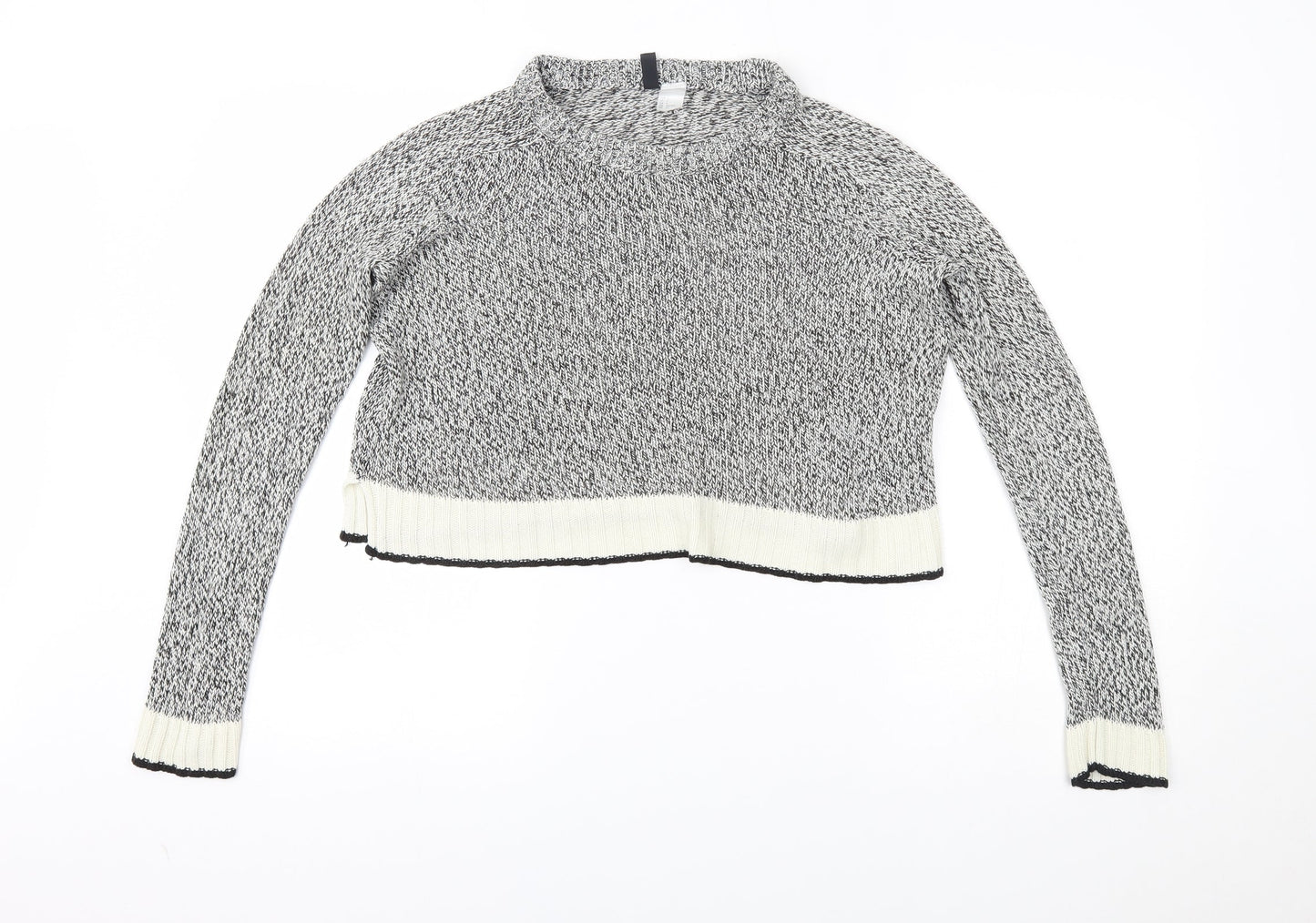 Womens UK Size S H&M Grey Cropped Blouse
