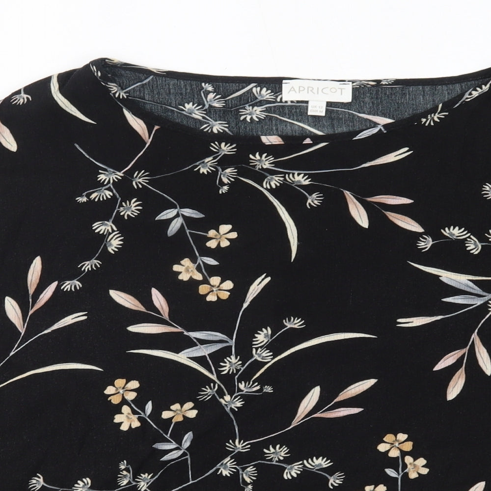 Womens UK Size 12 Apricot Black Basic Blouse