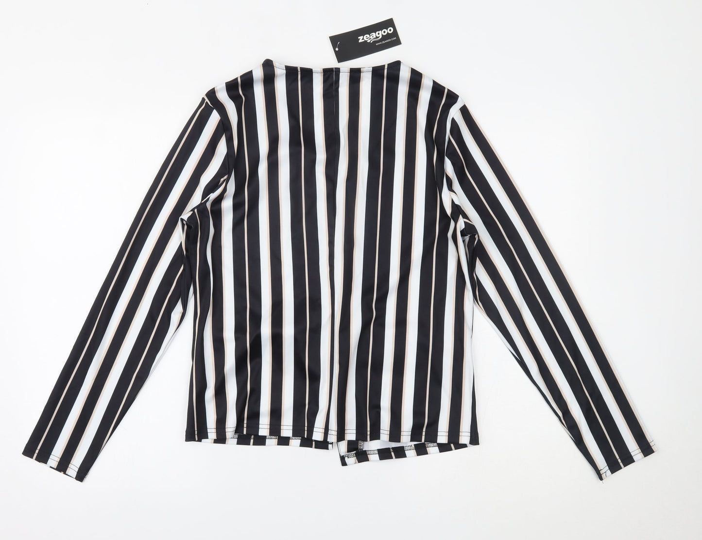 Zeagoo  Womens Black Striped  Cardigan Jumper Size L