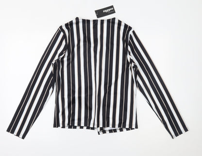 Zeagoo  Womens Black Striped  Cardigan Jumper Size L