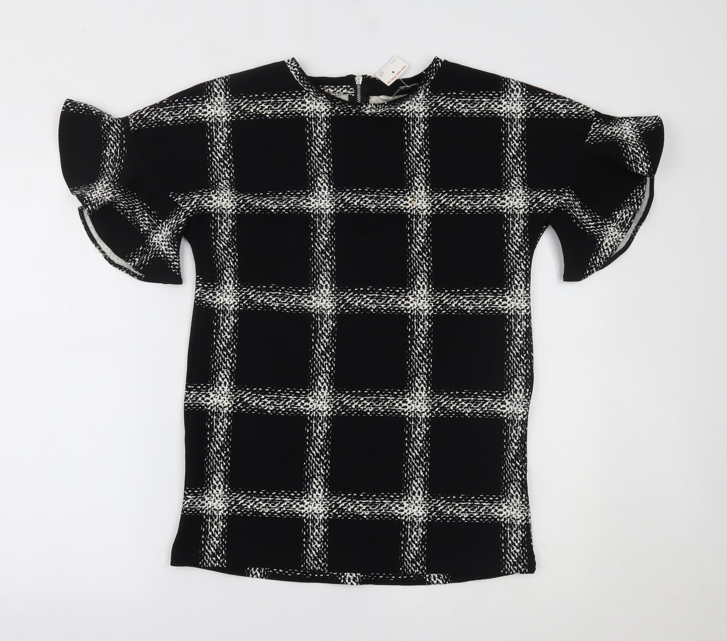 F&F Womens Black Check  Basic Blouse Size 6
