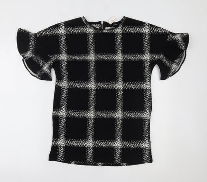 F&F Womens Black Check  Basic Blouse Size 6