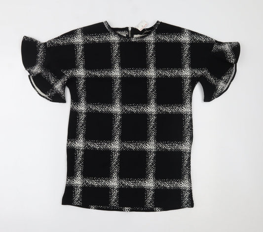 F&F Womens Black Check  Basic Blouse Size 6